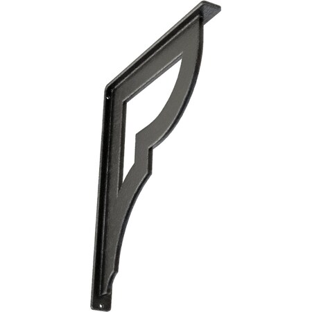 Ekena Millwork Bradford Wrought Iron Bracket, (Single center brace), Antiqued Pewter 1 1/2"W x 12"D x 15"H BKTM01X12X15SBRAPW